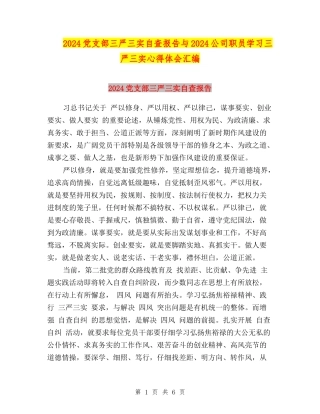 2024党支部三严三实自查报告与2024公司职员学习三严三实心得体会汇编