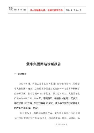 蒙牛集团网站诊断报告范本