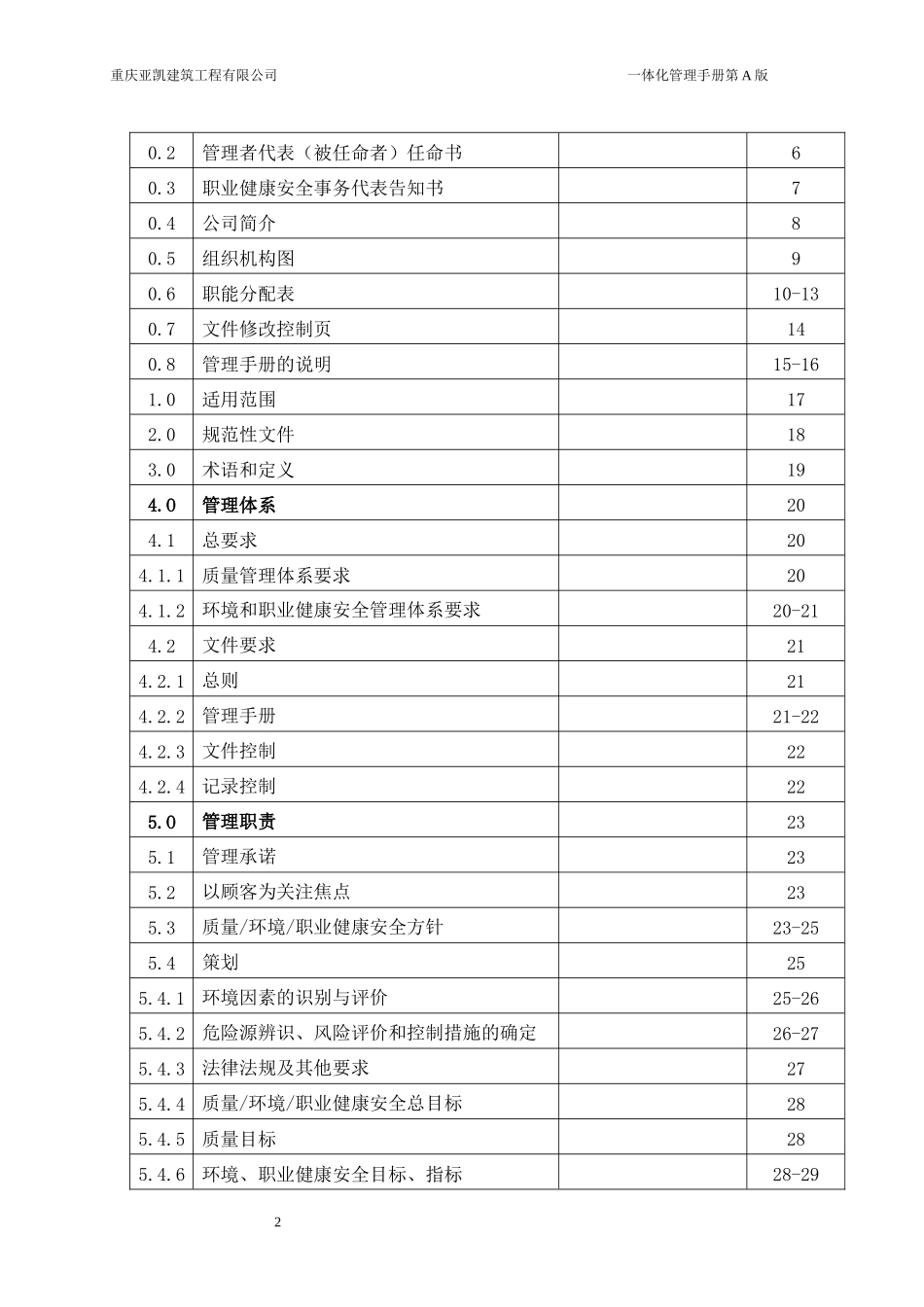 职业健康安全一体化管理体系管理手册_第2页