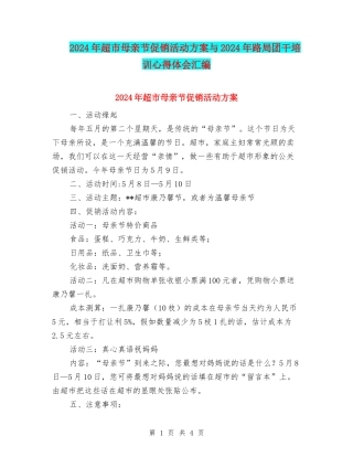 2024年超市母亲节促销活动方案与2024年路局团干培训心得体会汇编