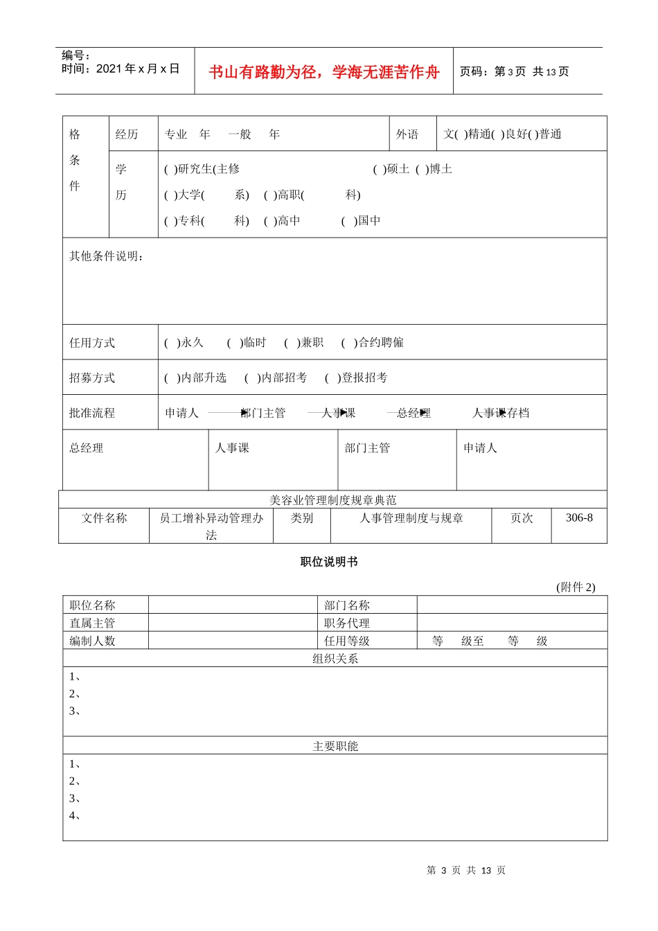 美容业管理制度：员工增补管理_第3页