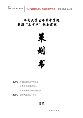 西南大学三下乡云南楚雄小分队活动策划