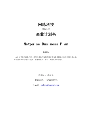网脉科技商业计划书