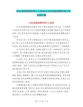 2024商务助理年度个人总结与2024商务助理年度工作总结汇编