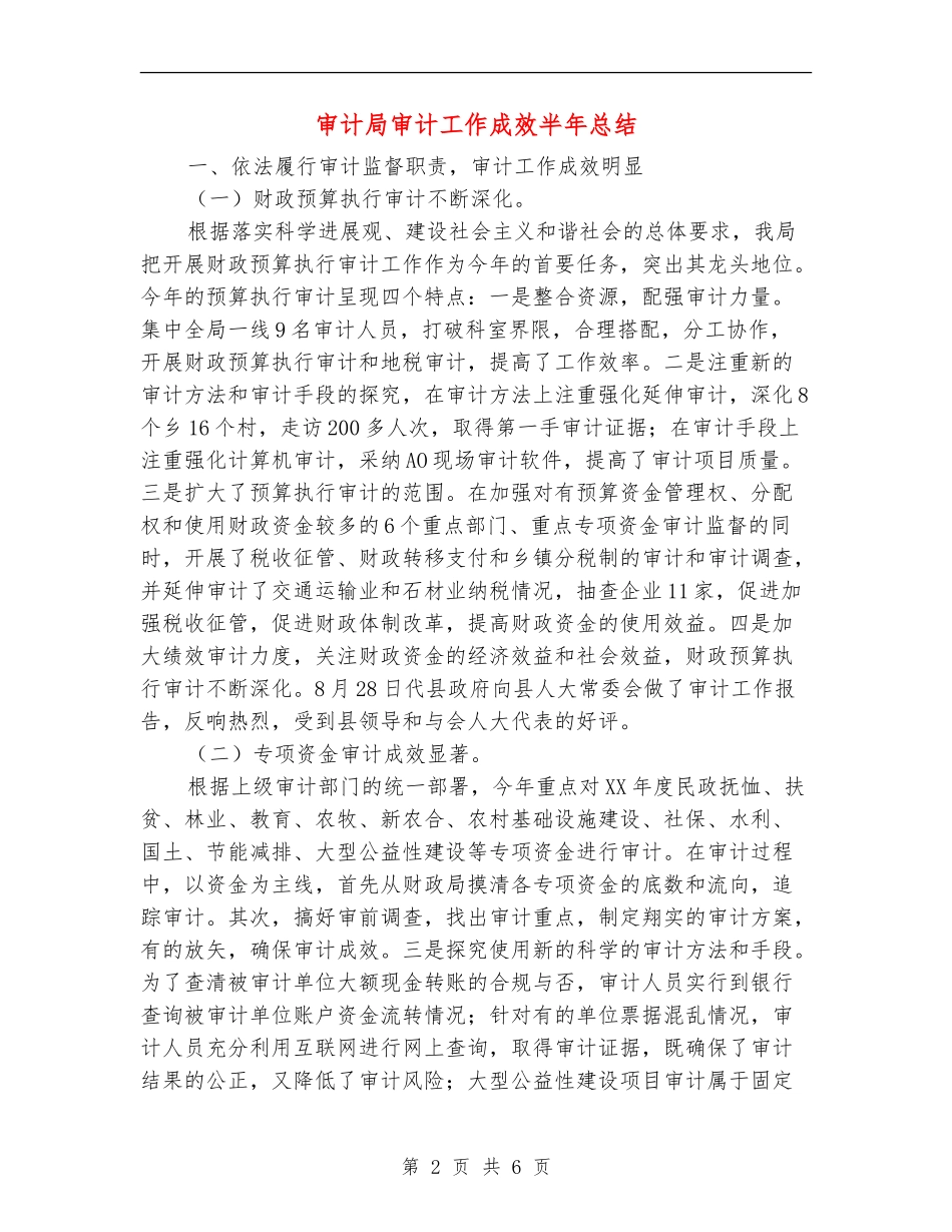审计局审计工作成效半年总结_第2页