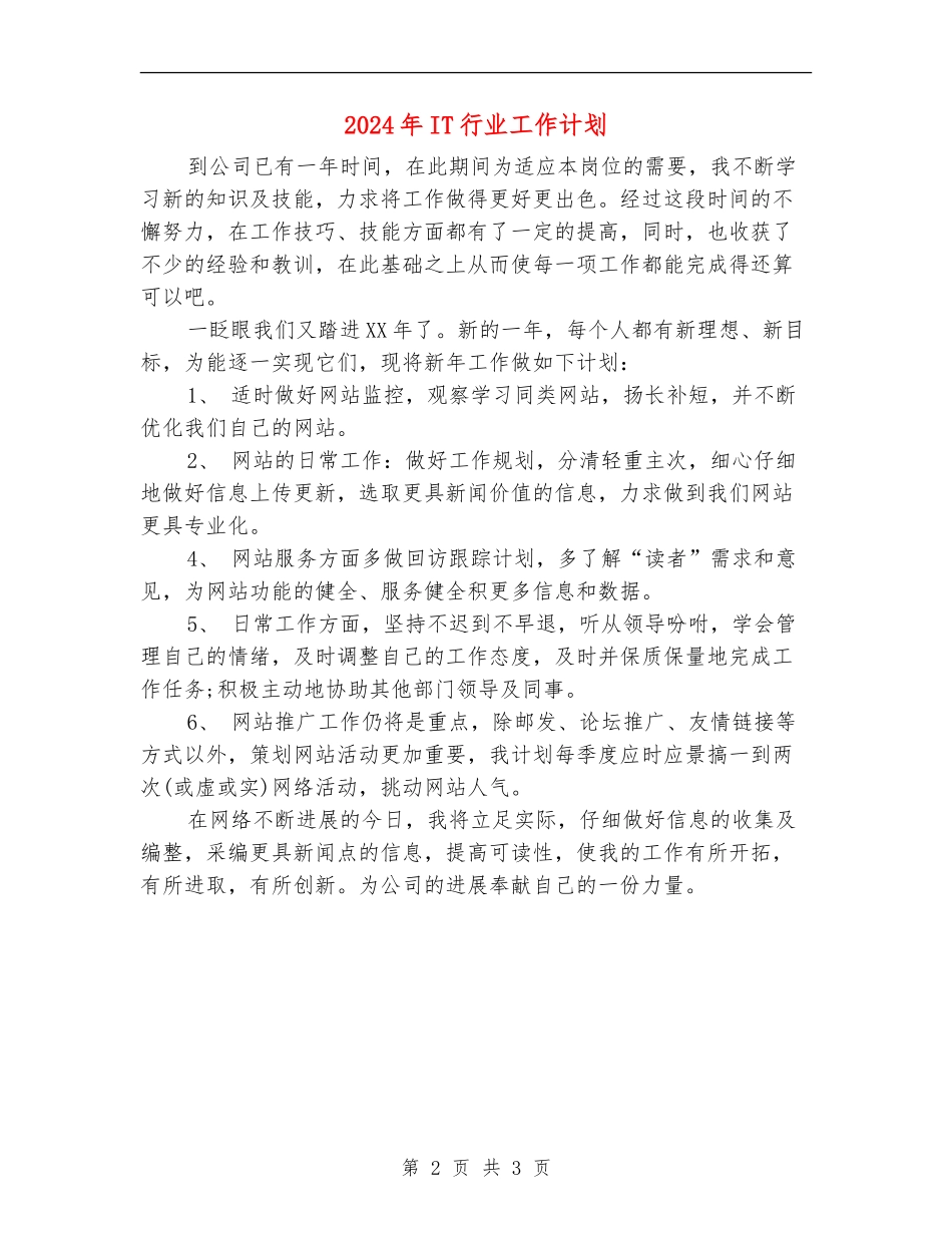 2024年IT行业工作计划_第2页