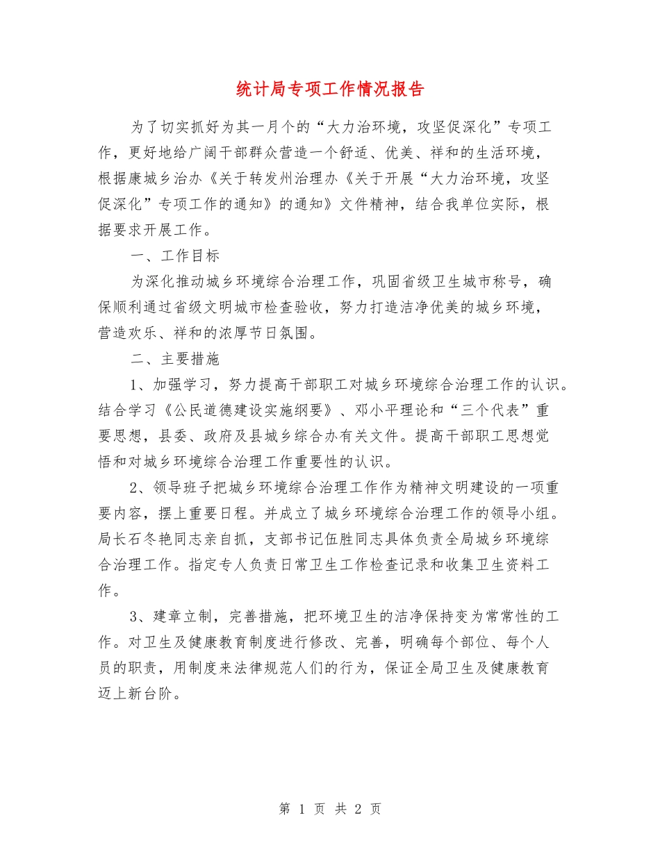 统计局专项工作情况报告_第1页