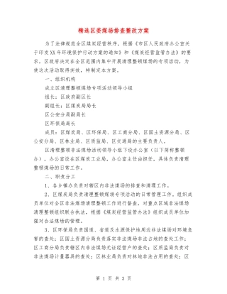 区委煤场排查整改方案