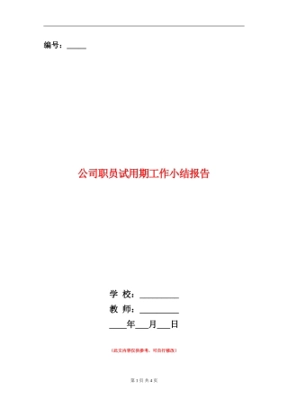 公司职员试用期工作小结报告