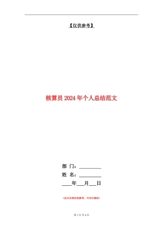核算员2024年个人总结范文