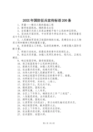 20XX年国防征兵宣传标语大全200条(2)