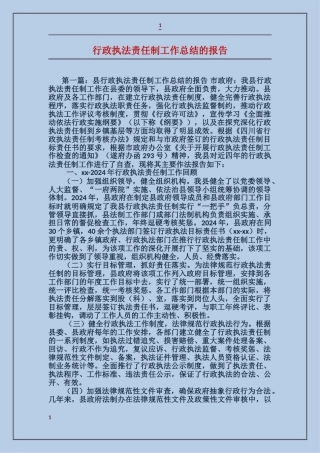 行政执法责任制工作总结的报告