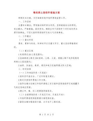 禁止烧秸秆措施方案