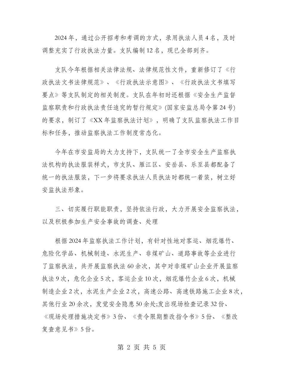 2024年安全生产监察执法队年终总结范文_第2页