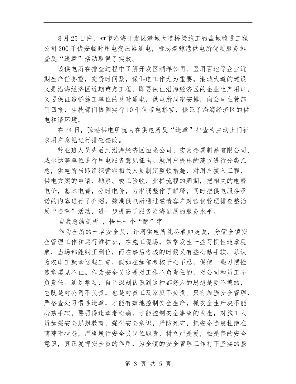 农村供电所集中排查整治各类违章行为总结_第3页