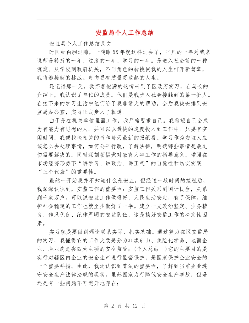 安监局个人工作总结_第2页