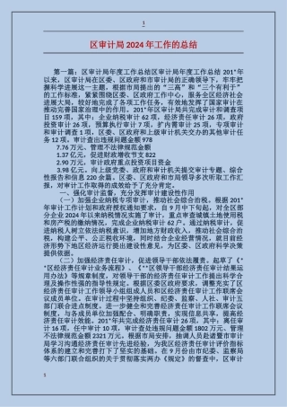 区审计局2024年工作的总结