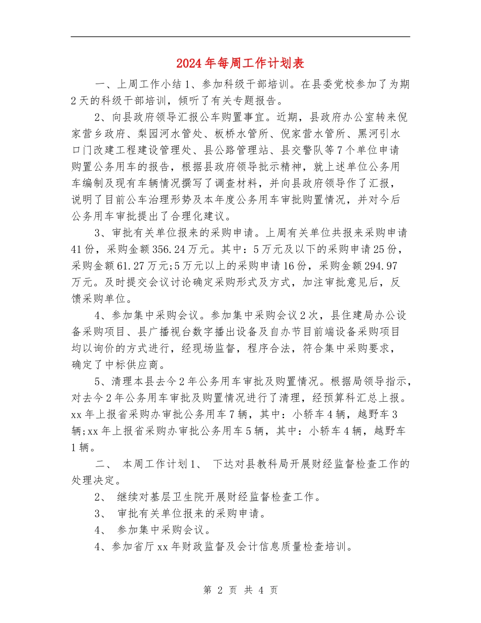 2024年每周工作计划表_第2页