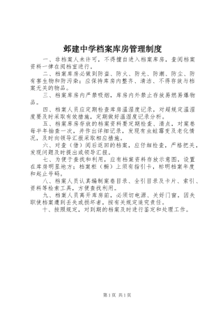 邺建中学档案库房管理规章制度
