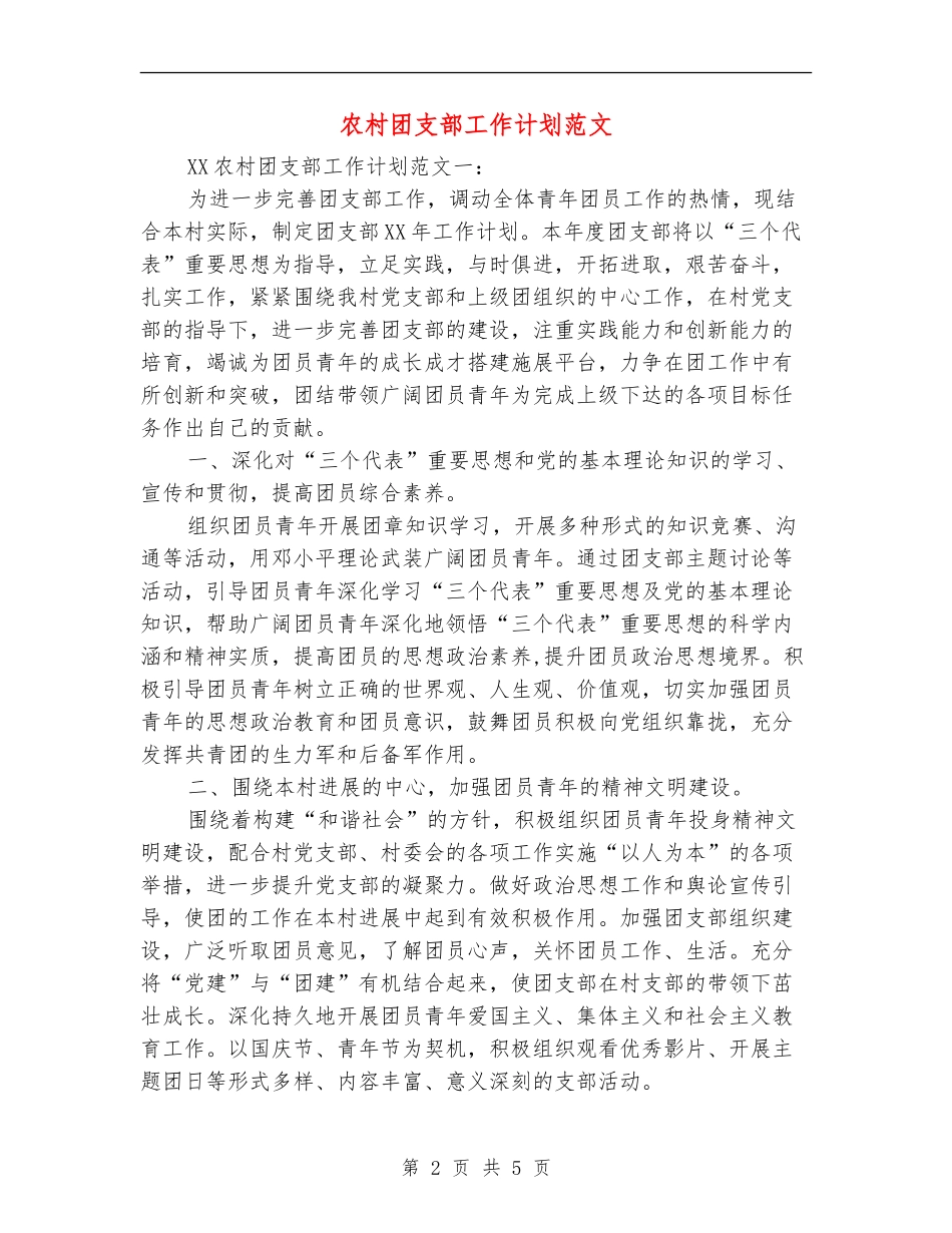 农村团支部工作计划范文_第2页
