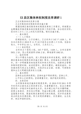 县区集体林权规章制度改革调研1