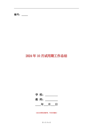 2024年10月试用期工作总结【新版】