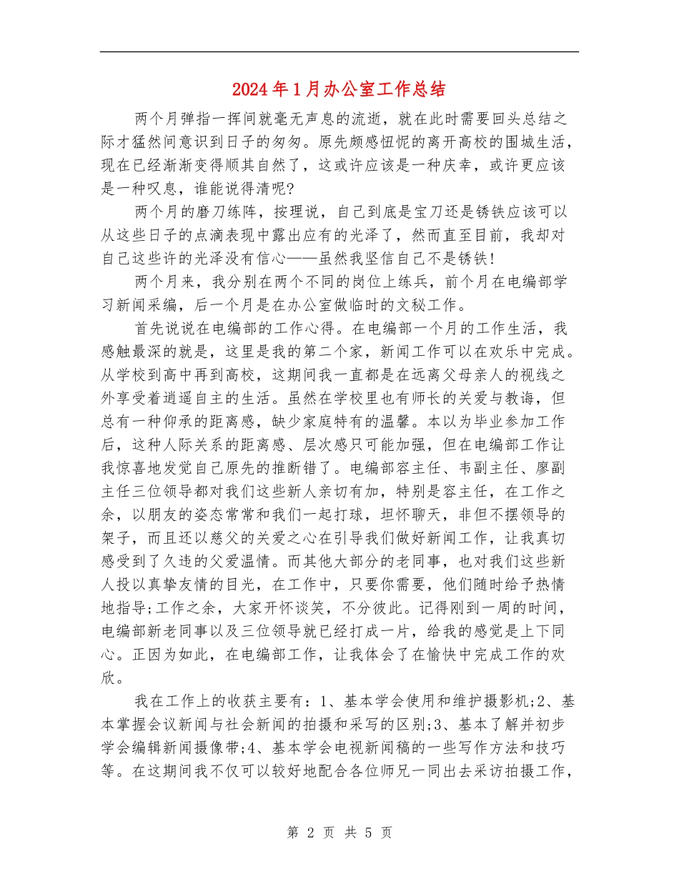 2024年1月办公室工作总结_第2页