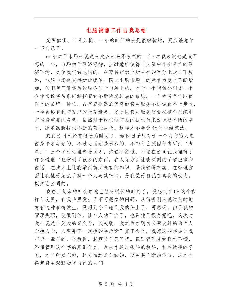 电脑销售工作自我总结_第2页