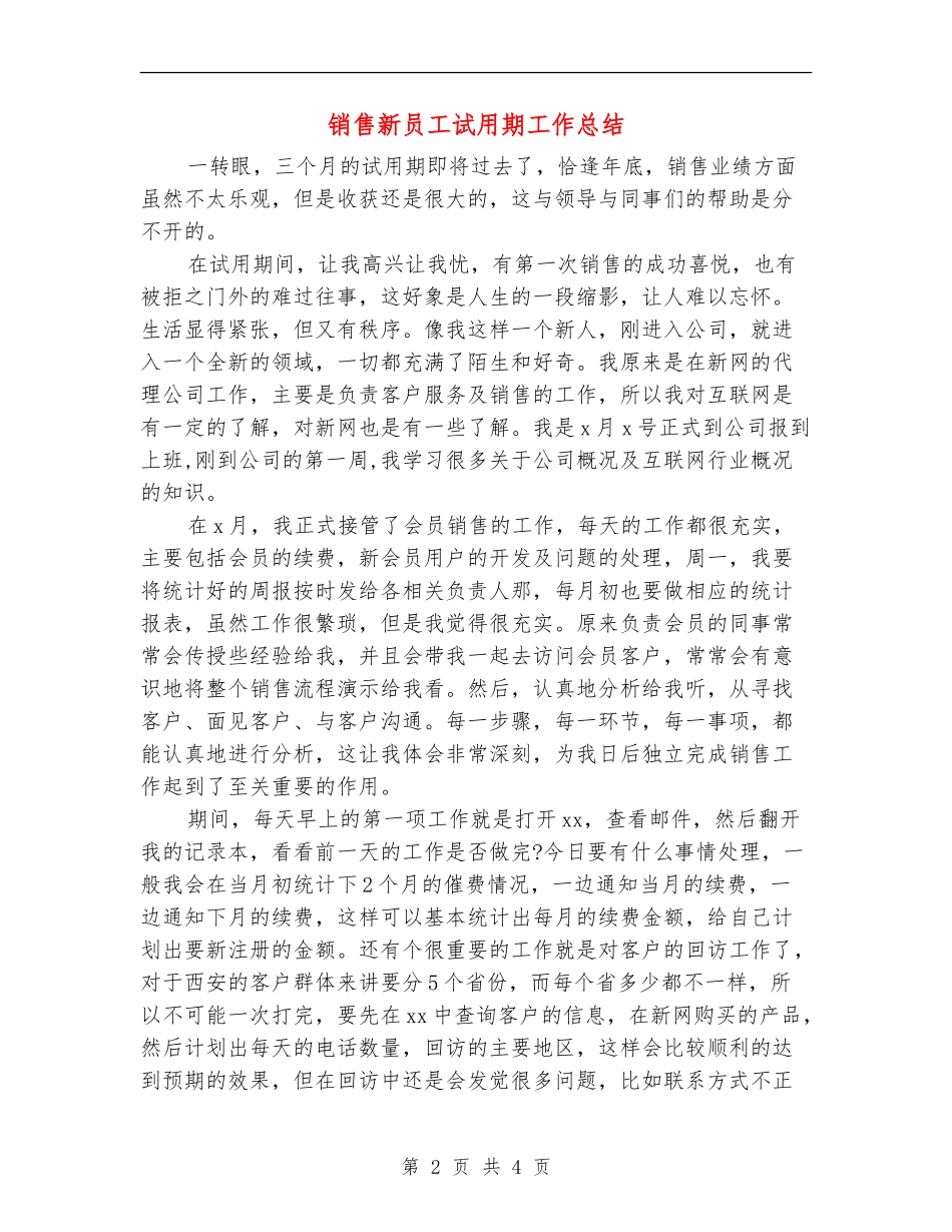 销售新员工试用期工作总结_第2页