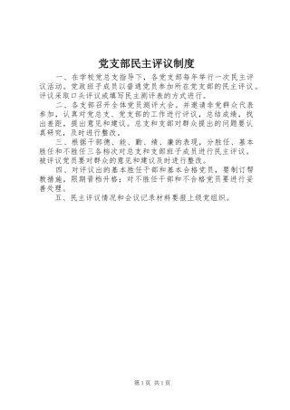 党支部民主评议规章制度