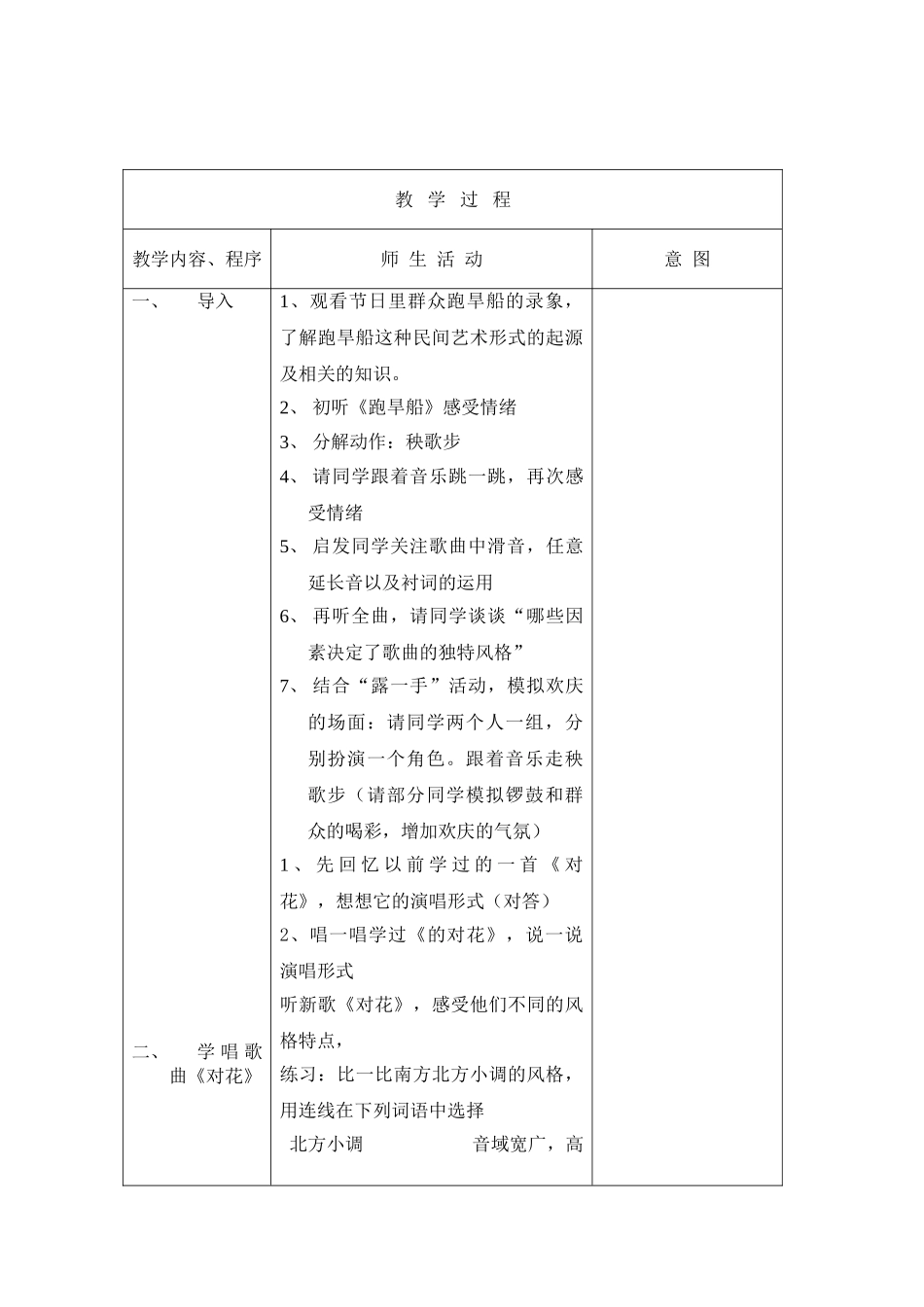 2024-2024年苏少版音乐六上《跑旱船表演》教案_第2页