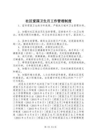 社区爱国卫生月工作管理规章制度