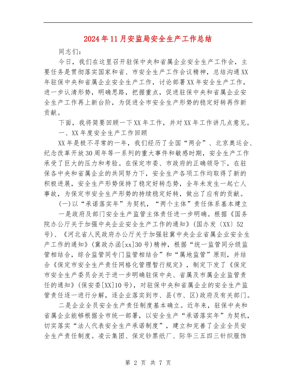 2024年11月安监局安全生产工作总结_第2页