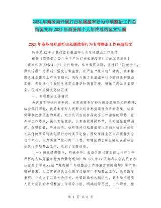 2024年商务局开展打击私屠滥宰行为专项整治工作总结范文与2024年商务部个人年终总结范文汇编