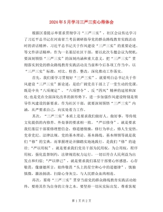 2024年5月学习三严三实心得体会