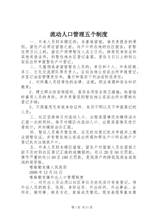 流动人口管理五个规章制度