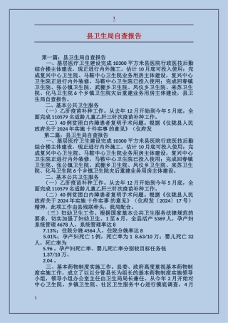 县卫生局自查报告