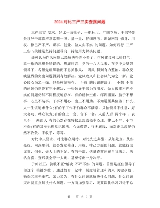 2024对照三严三实查摆问题