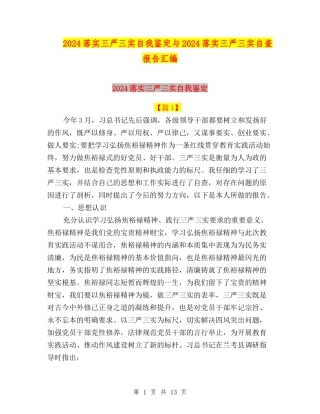 2024落实三严三实自我鉴定与2024落实三严三实自查报告汇编