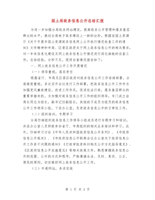 国土局政务信息公开总结汇报