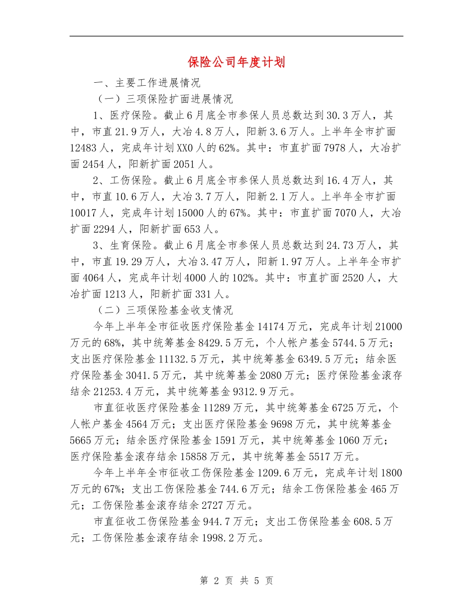 保险公司年度计划_第2页