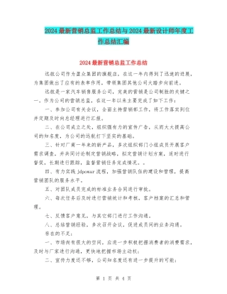 2024最新营销总监工作总结与2024最新设计师年度工作总结汇编