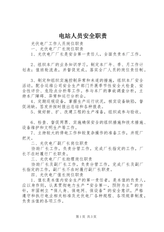 电站人员安全职责要求 