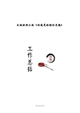 区域经理汇报《沟通是经销的灵魂》