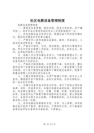 社区电教设备管理规章制度