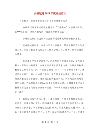 乡镇城建2024年度总结范文