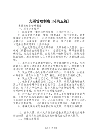 支票管理规章制度15[共五篇]