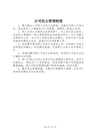 公司民主管理规章制度