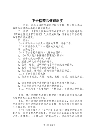 不合格药品管理规章制度