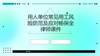 用人单位常见用工风险防范及应对杨保全律师课件